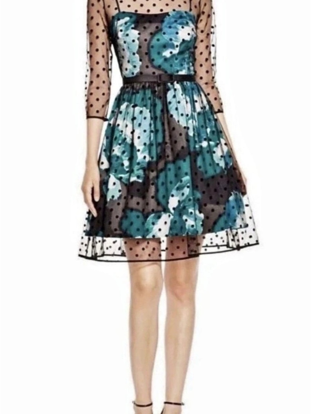 Polka Dot Mini Dress in Black & Blue